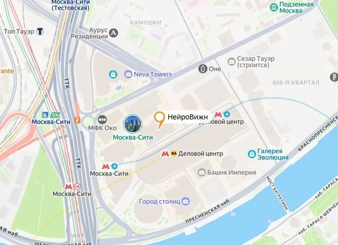 Расположение офиса на карте — деловой центр «Москва-Сити»